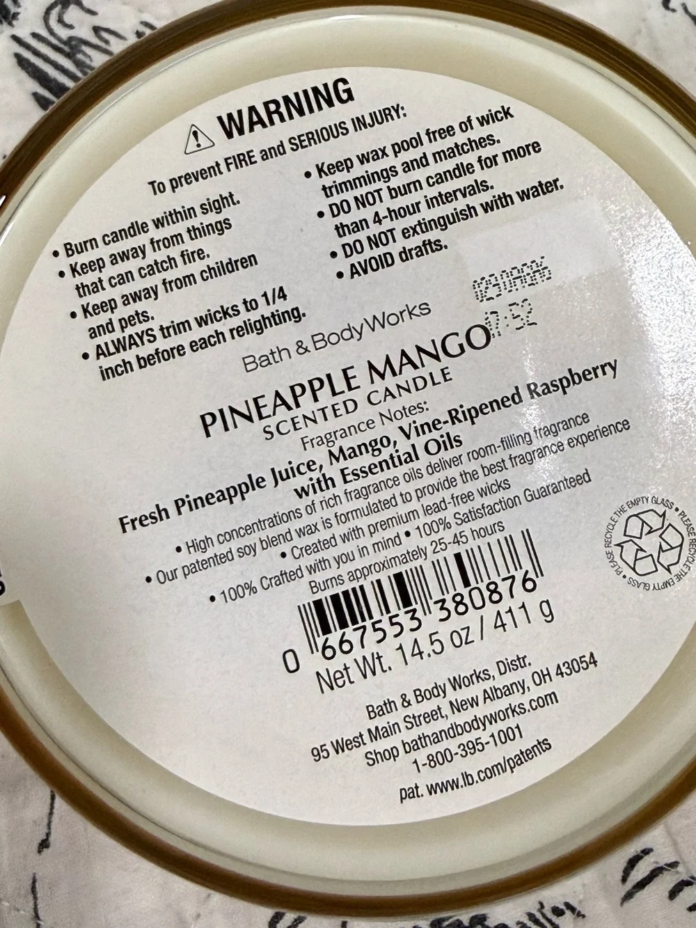 NEW 𝅺Bath & Body Works Pineapple Mango 3-wick Candle - Picture 5 of 5